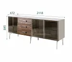 Комод для гостиной 2.1 (3 двери стекло) Bogemia Wood Wo (Шелк) (Novabuk/Хром) БМКМ-5(Wo)[5]