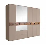 Шкаф 6-ти дверный с зеркалами, с выдвижными ящиками, Bogemia Wood Fa (Мокка/Черный) БМШ1/61(Wo)