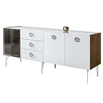 Комод для гостиной 2.1 м Bogemia Woodline Fi (Белый) (Lakobel/Хром) БМКМ-5[4]