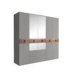 Шкаф 5-ти дверный с зеркалами, с выдвижными ящиками, Bogemia Wood Fa (Серый/Черный) БМШ1/51(Wo)