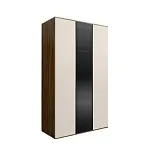 Шкаф 3-х дв. (1 дверь стекло) Bogemia Woodline Air (Слоновая кость/Черный) БМШ2/3(1)(Woodline)(Air)