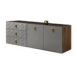 Комод для гостиной 1.6 м Bogemia Woodline Fly Fa (Серый) (Lakobel/Золото) БМКМ-4 (Woodline)(Fly)