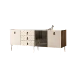 Комод для гостиной 2.1 м Bogemia Woodline Fa (Слоновая кость) (Lakobel/Черный) БМКМ-5[4]