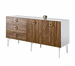 Комод для гостиной 1.6 (2 двери wood) Bogemia Wood Fi (Белый) (Lakobel/Золото) БМКМ-4(Wo)