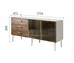 Комод для гостиной 1.6 (2 двери стекло) Bogemia Wood Wo (Шелк) (Novabuk/Золото) БМКМ-4(Wo)[5]