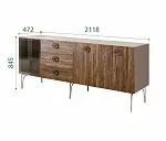Комод для гостиной 2.1 (1 дверь стекло и 2 двери wood) Bogemia Wood Fi (Мокка) (Novabuk/Хром) БМКМ-5(Wo)[4]