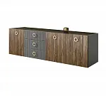 Комод для гостиной 2,1м Bogemia Fly Wood Fi (Серый) (Lakobel/Золото) БМКМ-5(Fly)