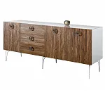 Комод для гостиной 2.1 (3 двери wood) Bogemia Wood Fi (Белый) (Lakobel/Хром) БМКМ-5(Wo)