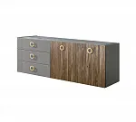 Комод для гостиной 1,6м Bogemia Fly Wood Fi (Серый) (Novabuk/Золото) БМКМ-4(Fly)
