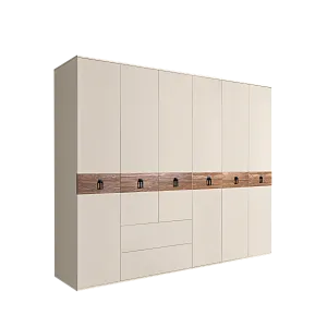 Шкаф 6-ти дверный без зеркал, с выдвижными ящиками, Bogemia Wood Fa (Слоновая кость/Черный) БМШ2/61(Wo)