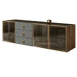 Комод для гостиной 2.1 м Bogemia Woodline Fly Fa (Серый) (Lakobel/Золото) БМКМ-5[5] (Woodline)(Fly)