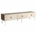 Тумба телевизионная 2,1 м Bogemia Woodline Fa (Слоновая кость) (Novabuk/Золото) БМТ-2 [10]