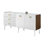 Комод для гостиной 1.6 м Bogemia Woodline Fi (Белый) (Lakobel/Золото) БМКМ-4