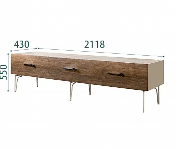Тумба под телевизор 2.1 Bogemia Wood Wo (Ваниль) (Novabuk/Хром) БМТ-2(Wo)