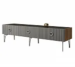Тумба телевизионная 2,1м Bogemia Woodline Fi (Серый) (Lakobel/Хром) БМТ-2