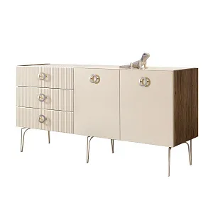 Комод для гостиной 1.6 м Bogemia Woodline Fi (Слоновая кость) (Lakobel/Хром) БМКМ-4