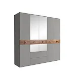 Шкаф 5-ти дверный с зеркалами, с выдвижными ящиками, Bogemia Wood Fi (Серый/Золото) БМШ1/51(Wo)