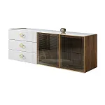 Комод для гостиной 1.6 м Bogemia Woodline Fly Fi (Белый) (Lakobel/Золото) БМКМ-4 [5] (Woodline)(Fly)