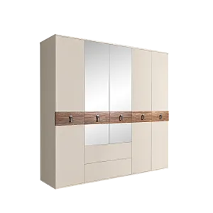 Шкаф 5-ти дверный с зеркалами, с выдвижными ящиками, Bogemia Wood Fa (Слоновая кость/Хром) БМШ1/51(Wo)
