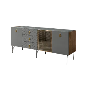 Комод для гостиной 2.1 м Bogemia Woodline Fa (Серый) (Novabuk/Золото) БМКМ-5[4]