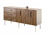 Комод для гостиной 1.6 (2 двери wood) Bogemia Wood Wo (Слоновая кость) (Lakobel/Хром) БМКМ-4(Wo)