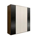 Шкаф 5-и дв. (2 двери стекло) Bogemia Woodline Air (Слоновая кость/Черный) БМШ2/5(2)(Woodline)(Air)