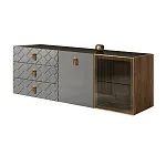 Комод для гостиной 1.6 м Bogemia Woodline Fly Fa (Серый) (Lakobel/Золото) БМКМ-4 [5][10] (Woodline)(Fly)