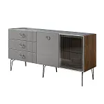 Комод для гостиной 1.6 м Bogemia Woodline Fi (Серый) (Novabuk/Хром) БМКМ-4[5][10]