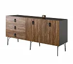 Комод для гостиной 1.6 (2 двери wood) Bogemia Wood Fa (Серый) (Lakobel/Черный) БМКМ-4(Wo)