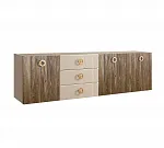 Комод для гостиной 2,1м Bogemia Fly Wood Fi (Слоновая кость) (Novabuk/Золото) БМКМ-5(Fly)