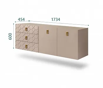 Комод для гостиной 1,6м Bogemia Fly Farfale (Мокка) (Novabuk/Золото) БМКМ-4(Fly)