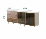 Комод для гостиной 1.6 (2 двери стекло) Bogemia Wood Fa (Шелк) (Novabuk/Золото) БМКМ-4(Wo)[5]
