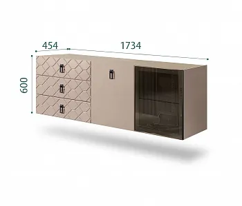 Комод для гостиной 1,6м (1 дверь стекло и 1 дверь wood) Bogemia Fly Farfale (Мокка) (Novabuk/Черный) БМКМ-4(Fly)[5][10]