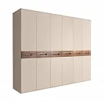Шкаф 6-ти дв. (без зеркал) для платья и белья Bogemia Wood Wo (Ваниль/Хром) БМШ2/6(Wo)