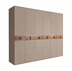 Шкаф 6-ти дверный без зеркал, с выдвижными ящиками, Bogemia Wood Fa (Мокка/Черный) БМШ2/61(Wo)