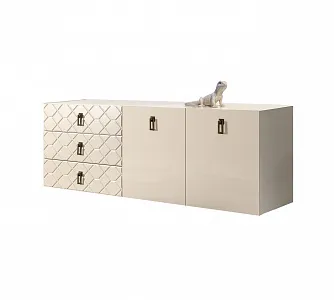 Комод для гостиной 1,6м Bogemia Fly Farfale (Слоновая кость) (Lakobel/Черный) БМКМ-4(Fly)