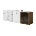Комод для гостиной 1.6 м Bogemia Woodline Fly Fi (Белый) (Lakobel/Золото) БМКМ-4 [5][10] (Woodline)(Fly)