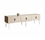 Тумба телевизионная 2,1 м Bogemia Woodline Fa (Слоновая кость) (Lakobel/Черный) БМТ-2 [10]