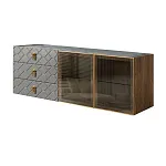 Комод для гостиной 1.6 м Bogemia Woodline Fly Fa (Серый) (Novabuk/Золото) БМКМ-4 [5] (Woodline)(Fly)