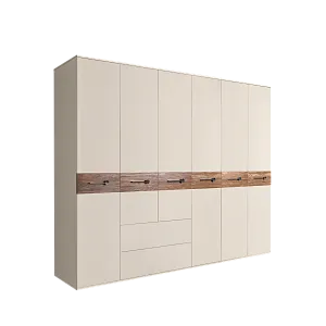 Шкаф 6-ти дверный без зеркал, с выдвижными ящиками, Bogemia Wood Wo (Слоновая кость/Хром) БМШ2/61(Wo)