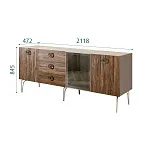 Комод для гостиной 2.1 (1 дверь стекло и 2 двери wood) Bogemia Wood Fi (Мокка) (Novabuk/Хром) БМКМ-5(Wo)[4]