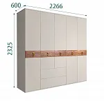 Шкаф 5-ти дверный без зеркал, с выдвижными ящиками, Bogemia Wood Fa (Шелк/Золото) БМШ2/51(Wo)