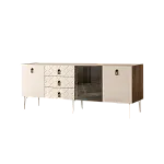 Комод для гостиной 2.1 м Bogemia Woodline Fa (Слоновая кость) (Novabuk/Черный) БМКМ-5[4]