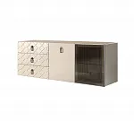 Комод для гостиной 1,6м (1 дверь стекло и 1 дверь wood) Bogemia Fly Farfale (Слоновая кость) (Novabuk/Хром) БМКМ-4(Fly)[5][10]