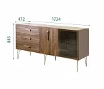 Комод для гостиной 1.6 (1 дверь стекло и 1 дверь wood) Bogemia Wood Wo (Мокка) (Novabuk/Золото) БМКМ-4(Wo)[5][10]