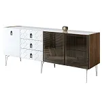 Комод для гостиной 2.1 м Bogemia Woodline Fa (Белый) (Lakobel/Черный) БМКМ-5[5][10]