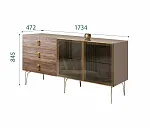 Комод для гостиной 1.6 (2 двери стекло) Bogemia Wood Fa (Мокка) (Lakobel/Золото) БМКМ-4(Wo)[5]