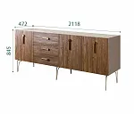 Комод для гостиной 2.1 (3 двери wood) Bogemia Wood Wo (Мокка) (Novabuk/Золото) БМКМ-5(Wo)