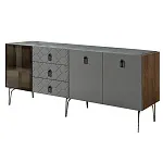 Комод для гостиной 2.1 м Bogemia Woodline Fa (Серый) (Novabuk/Черный) БМКМ-5[4]