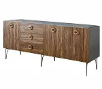 Комод для гостиной 2.1 (3 двери wood) Bogemia Wood Fi (Серый) (Novabuk/Золото) БМКМ-5(Wo)